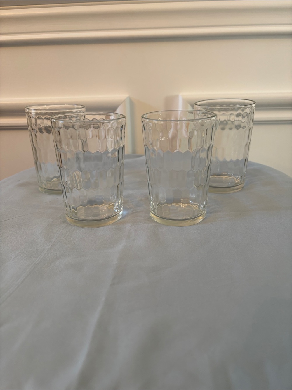 Tobacco/Snuff Clear Textured Glass Jars .. No Lids (Set of 4)